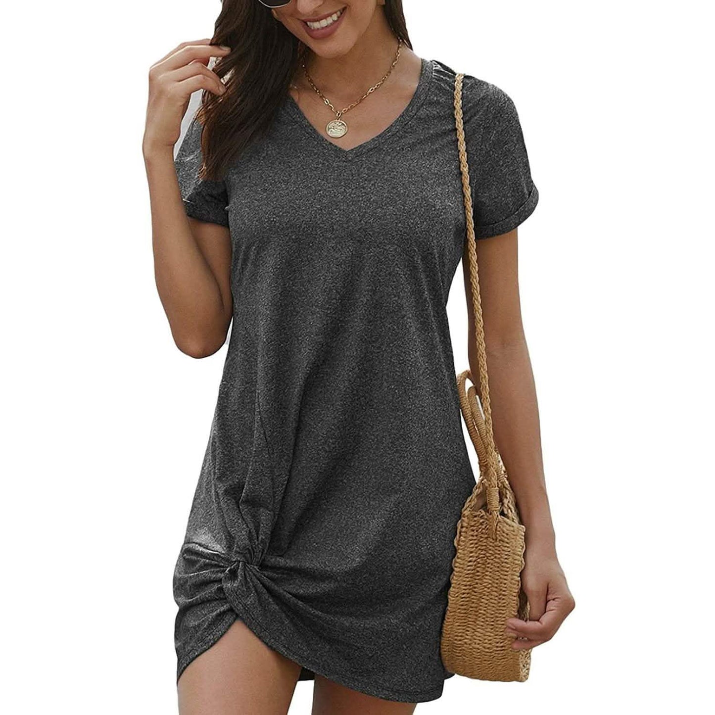 Dearlovers Womens Short Sleeve Tshirt Side Knot Mini Dress DailySale