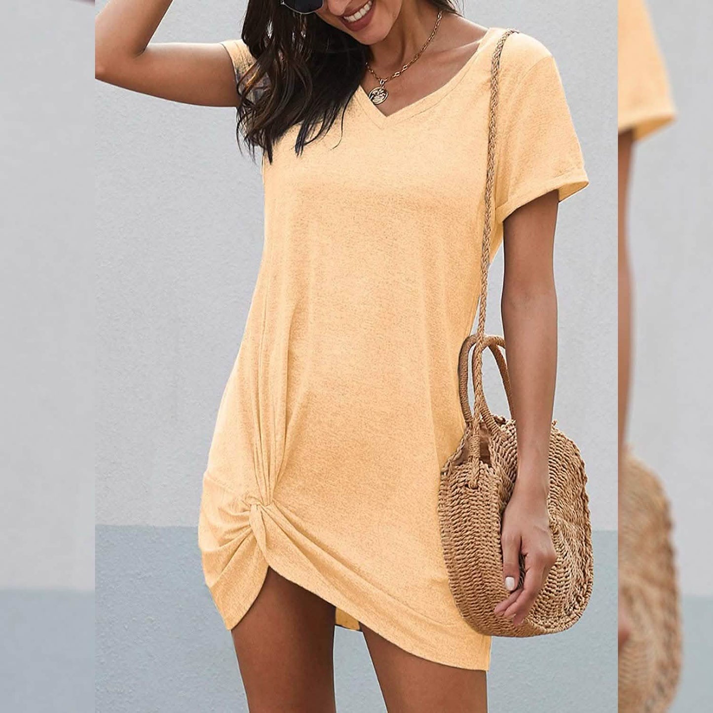 Dearlovers Womens Short Sleeve Tshirt Side Knot Mini Dress DailySale