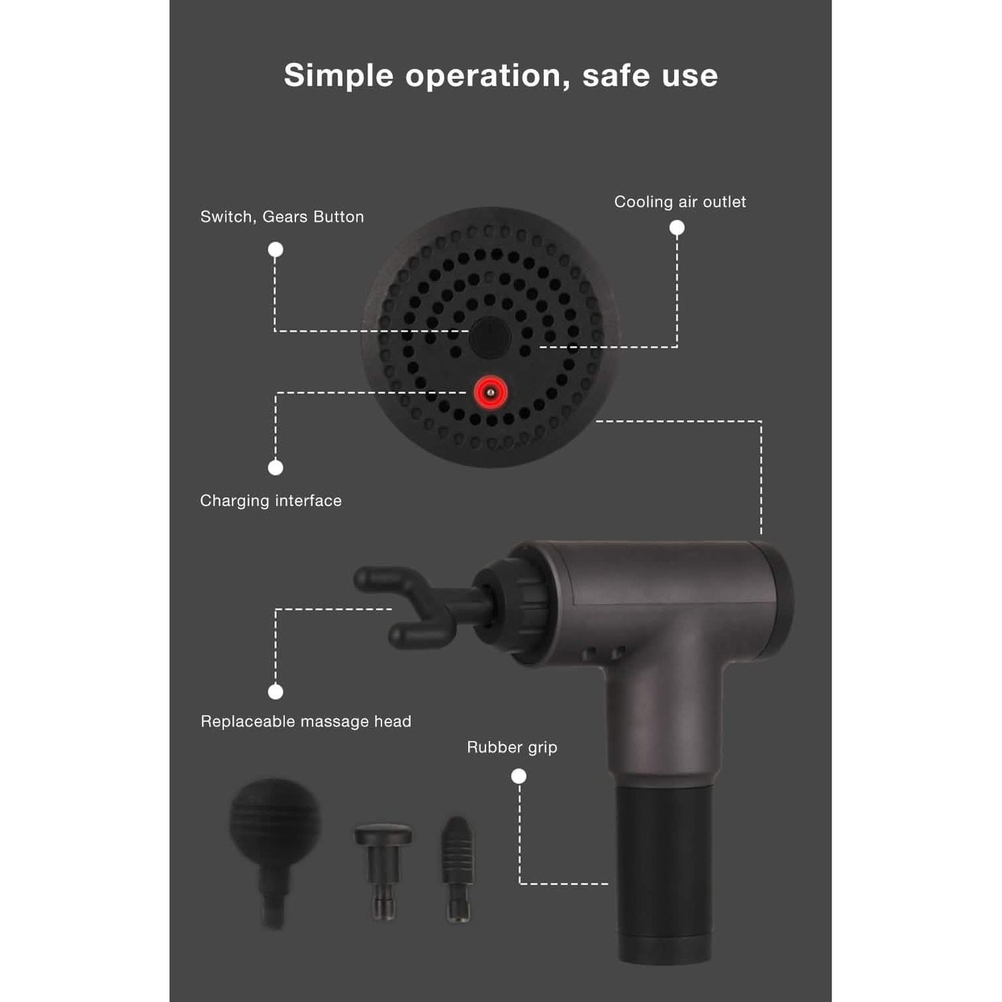 Deep Tissue Massage Gun with Interchangeable Heads DailySale