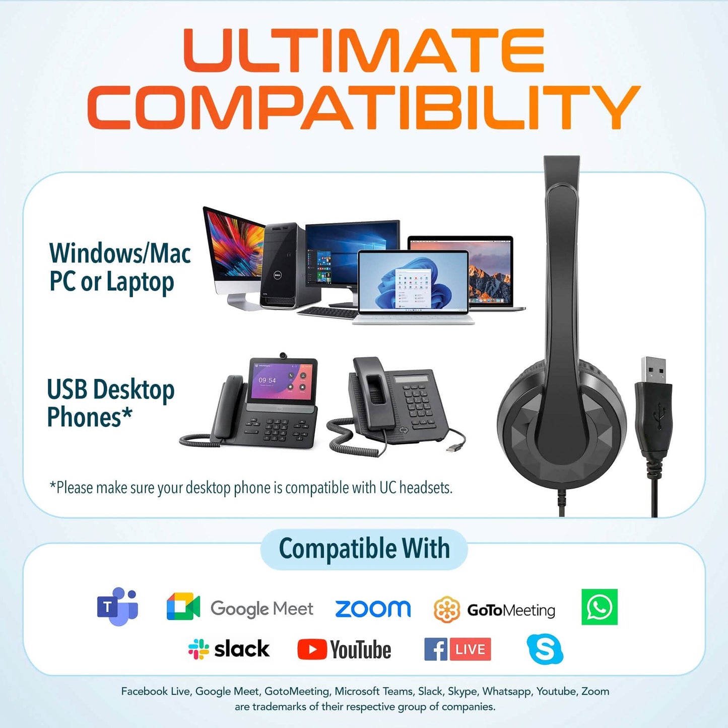 Delton 12Y USB Computer Headset with Microphone Noise Isolating Headphones In-Line Volume Control DailySale