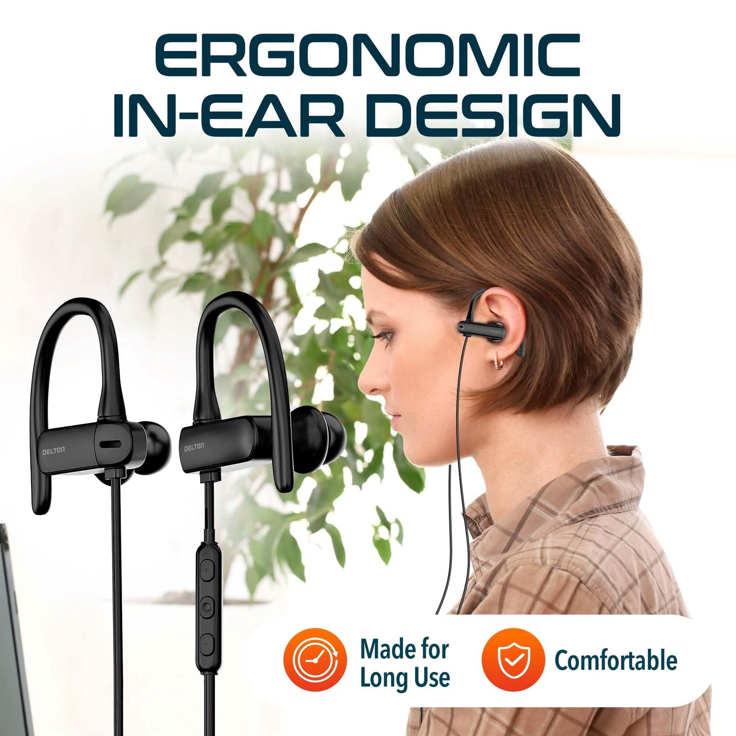 Delton 24EC USB-C Wired Earbuds with Microphone Ergonomic In-Ear Design with Ear Hook DailySale