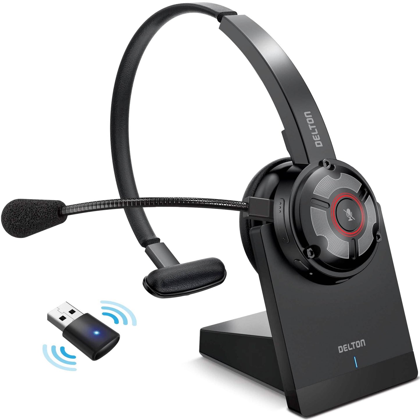 Delton 50X Noise Canceling Bluetooth or Auto Pair USB Dongle Headset with Charging Dock DailySale
