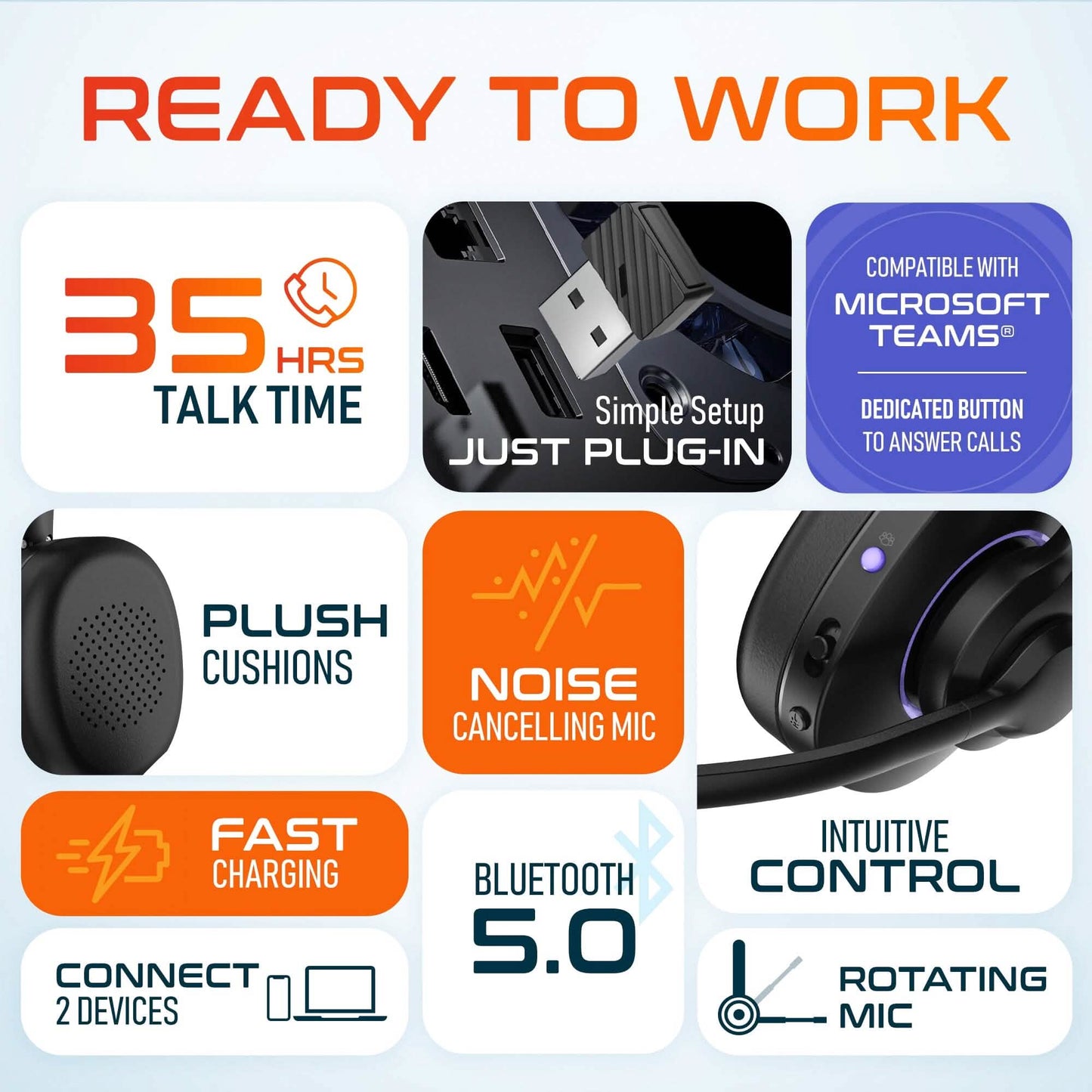 Delton 60X Wireless Headset with Noise Cancelling Microphone and USB Dongle DailySale