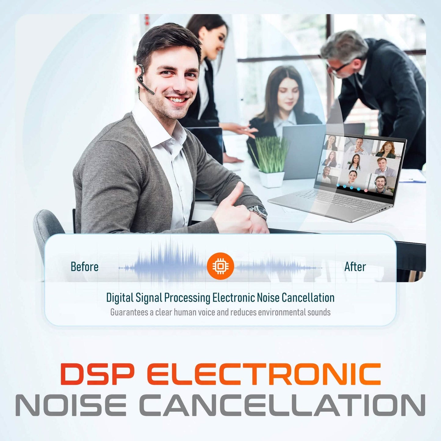 Delton 95X Wireless Computer Headset: Executive Bluetooth Headphone Active Noise Cancellation Earpiece DailySale