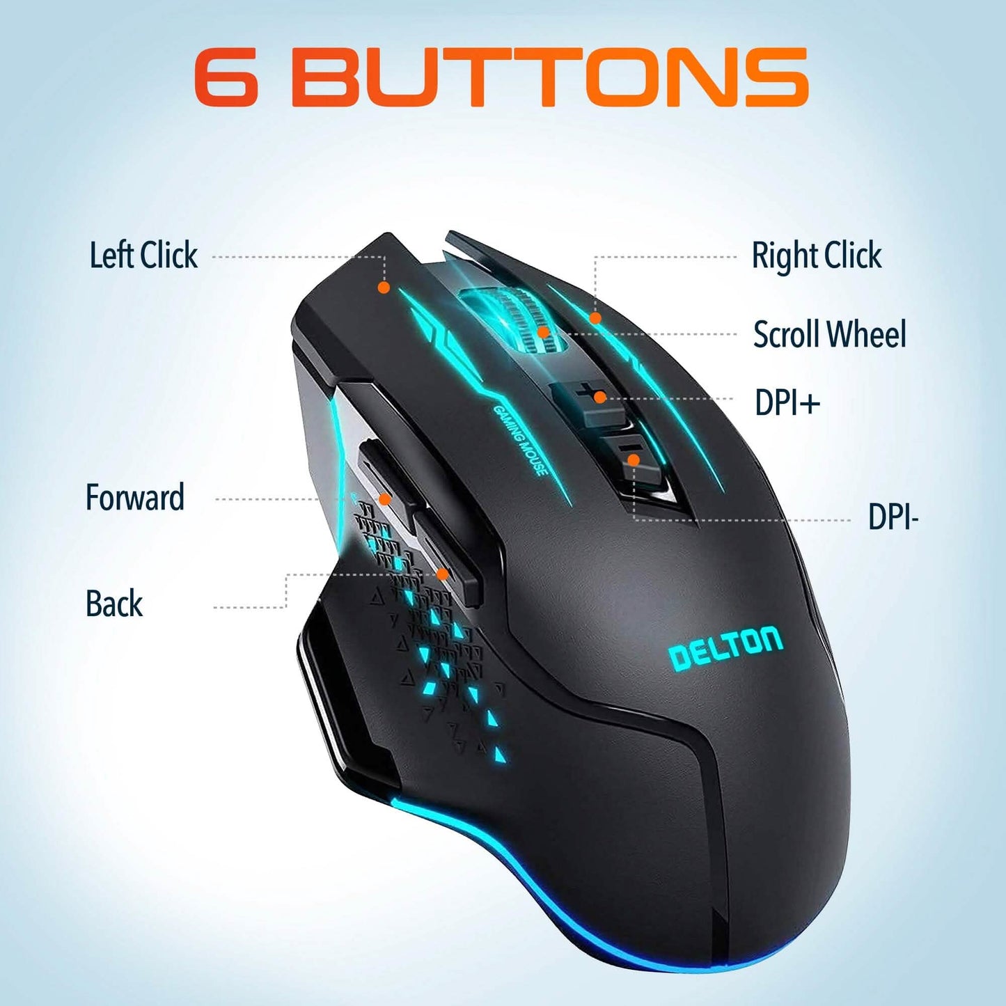 Delton G37 Rechargeable USB Ergonomic Wireless Gaming Mouse DailySale