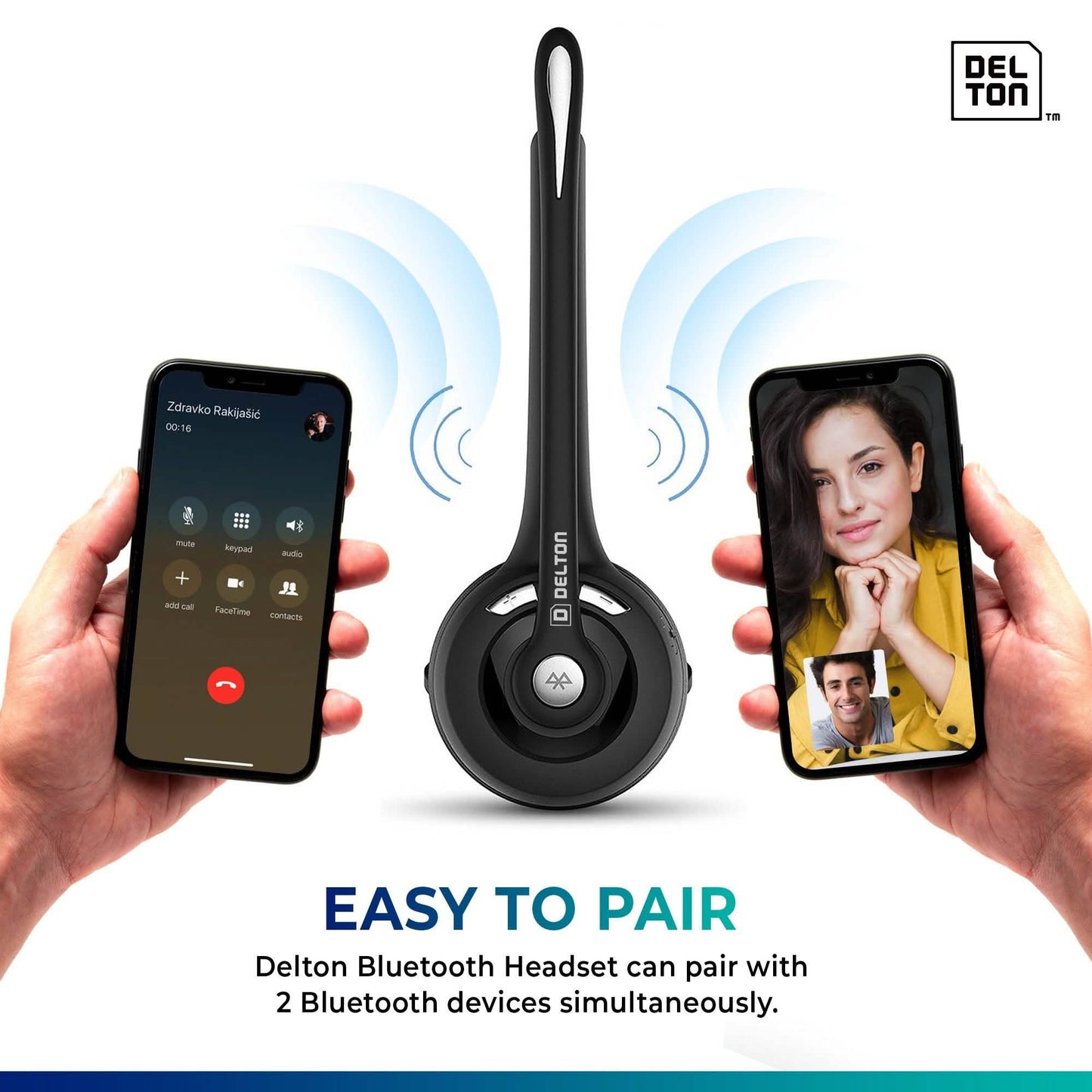 Delton Low Profile OTR Wireless Trucker Headset with Microphone DailySale