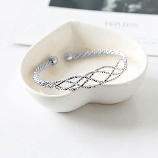 Diamond Cut Filigree Braided Cuff Bangle DailySale