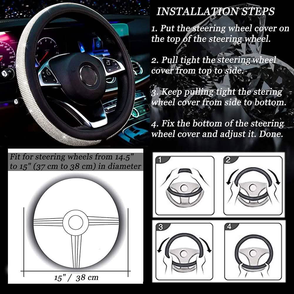 Diamond Leather Steering Wheel Cover with Bling Bling Crystal Rhinestones DailySale