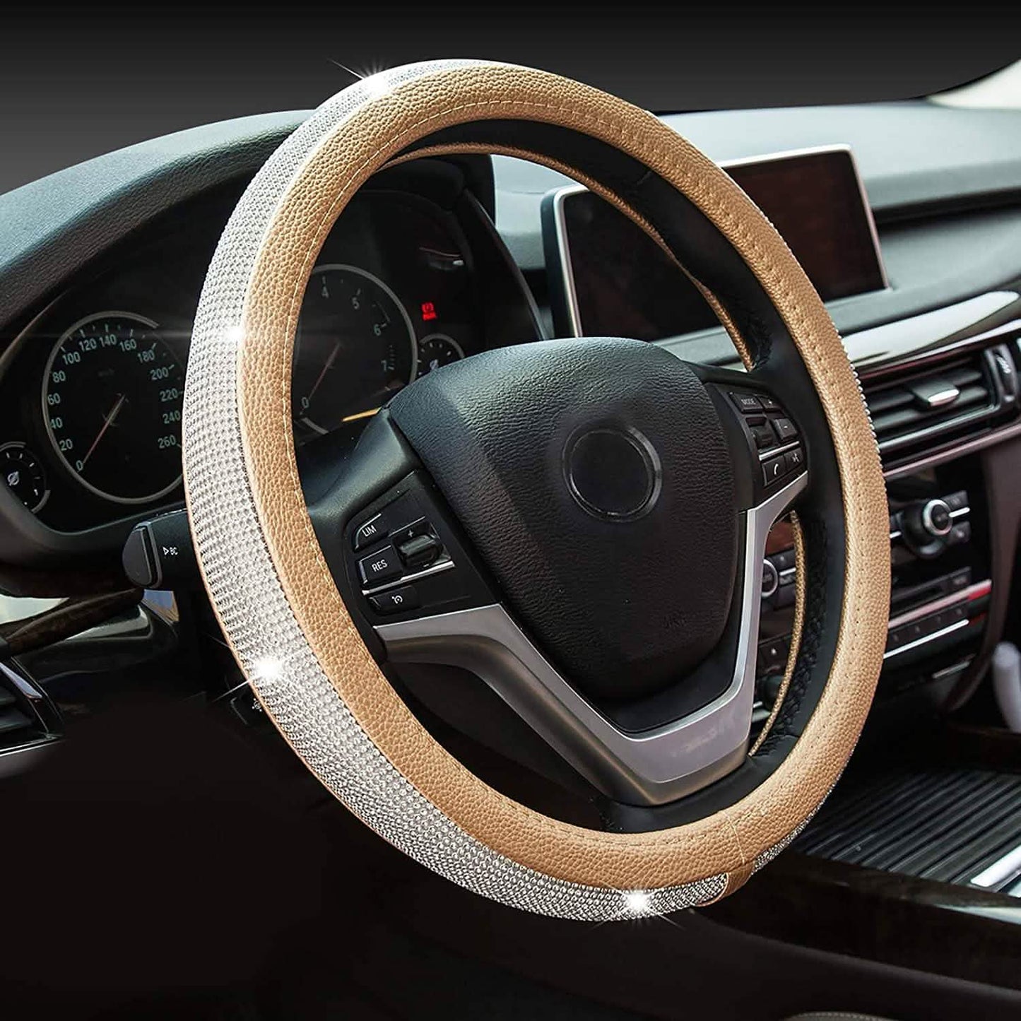 Diamond Leather Steering Wheel Cover with Bling Bling Crystal Rhinestones DailySale