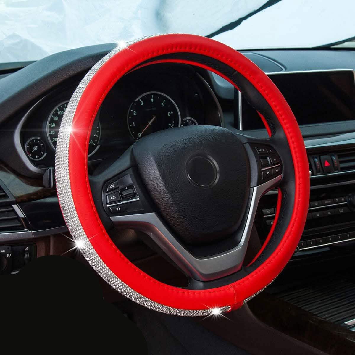 Diamond Leather Steering Wheel Cover with Bling Bling Crystal Rhinestones DailySale
