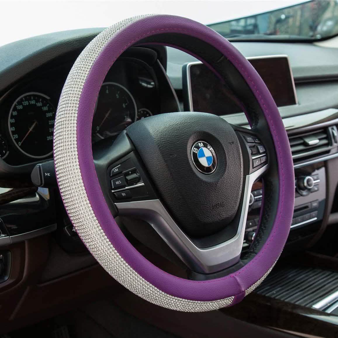 Diamond Leather Steering Wheel Cover with Bling Bling Crystal Rhinestones DailySale
