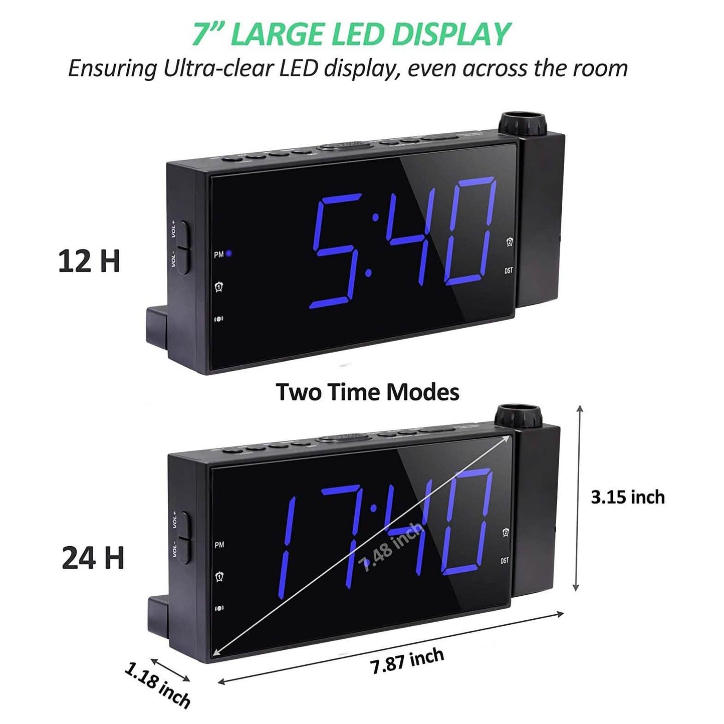 Digital Alarm Clock with Projection DailySale