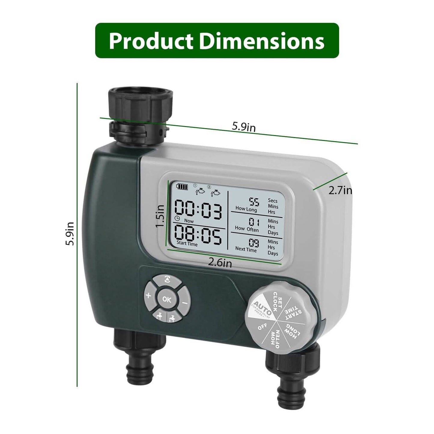Digital Programmable Sprinkler Timer with 2 Outlet Zones DailySale