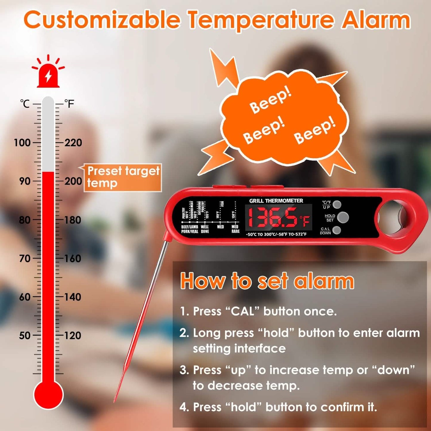 Digital Thermometer BBQ Meat Food Cooking Temperature Tester DailySale