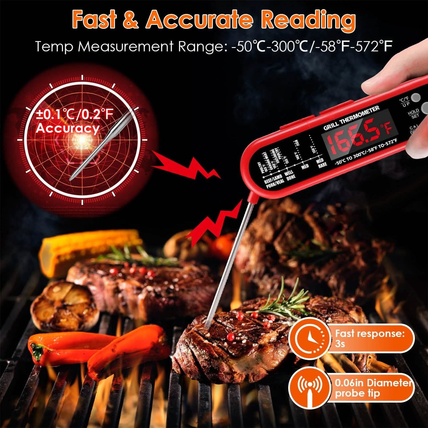 Digital Thermometer BBQ Meat Food Cooking Temperature Tester DailySale