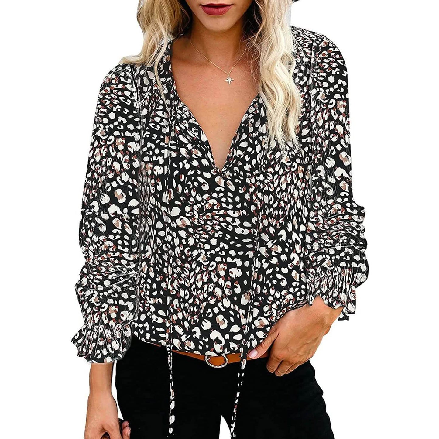 Dokotoo Women's Casual Boho Floral Printed V-Neck Top DailySale