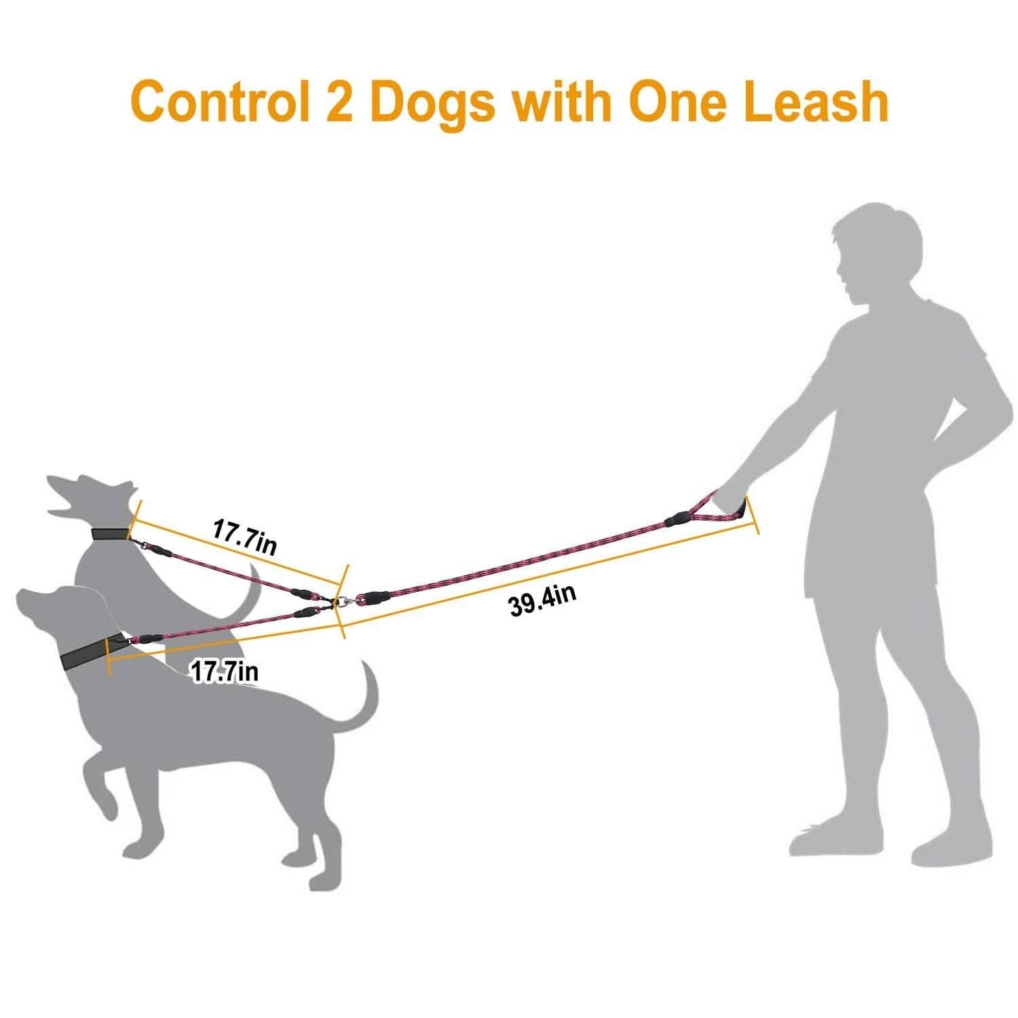 Double Dog Leash No-Tangle with Swivel Coupler Padded Handle DailySale