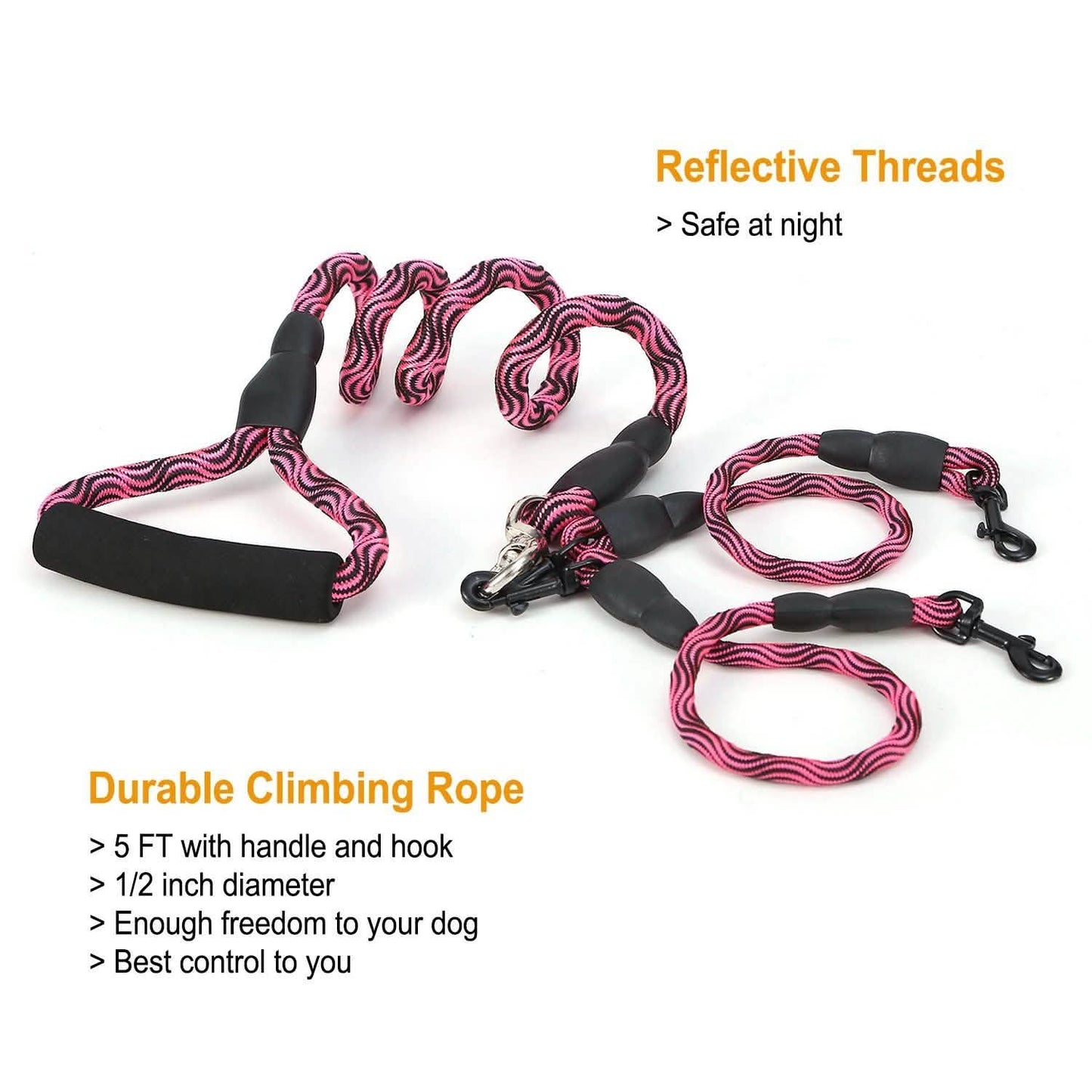 Double Dog Leash No-Tangle with Swivel Coupler Padded Handle DailySale