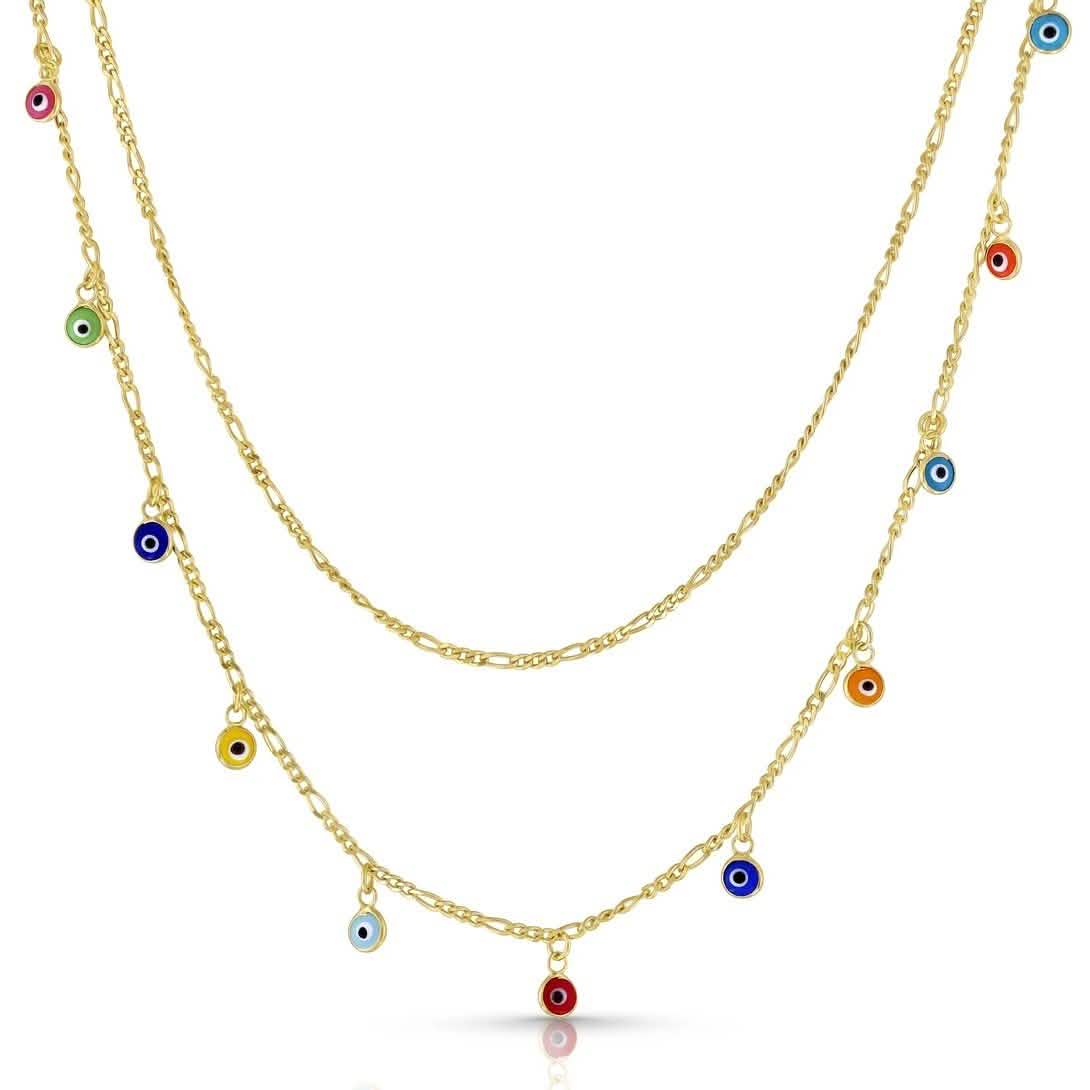 Double Strand Figaro Evil Eye Drop Necklace DailySale