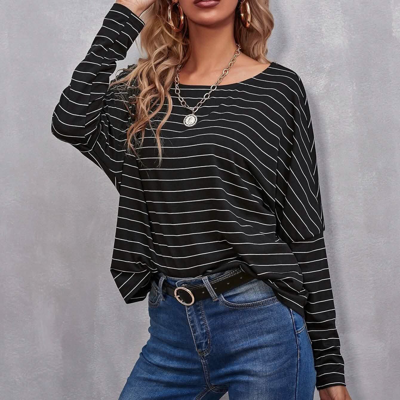 Drop Shoulder Striped Tee DailySale