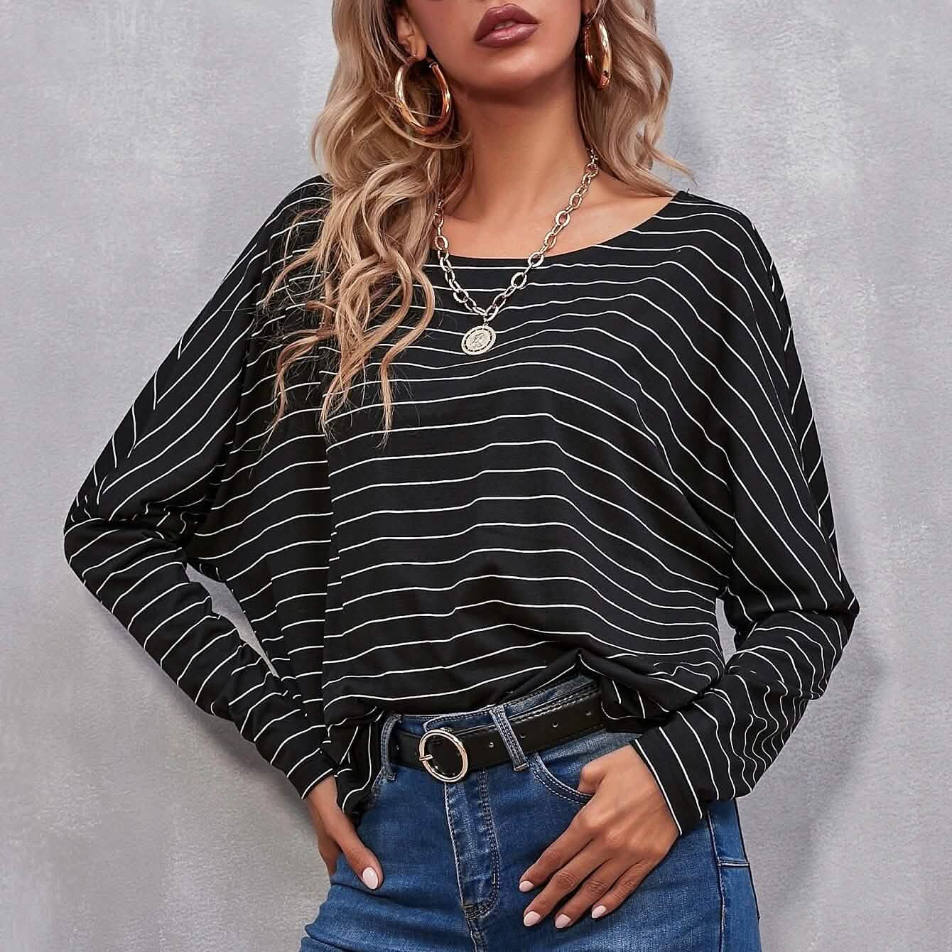 Drop Shoulder Striped Tee DailySale