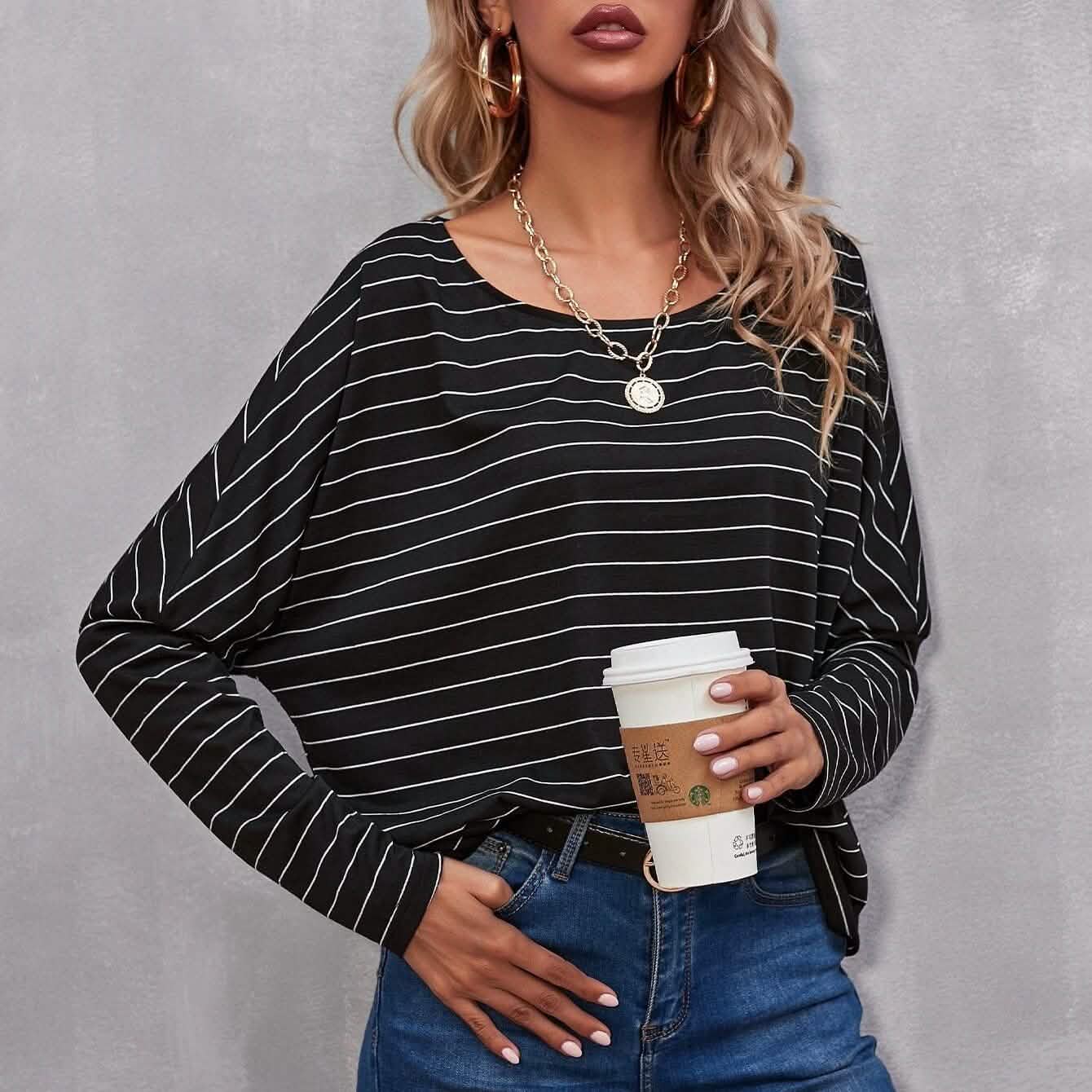 Drop Shoulder Striped Tee DailySale