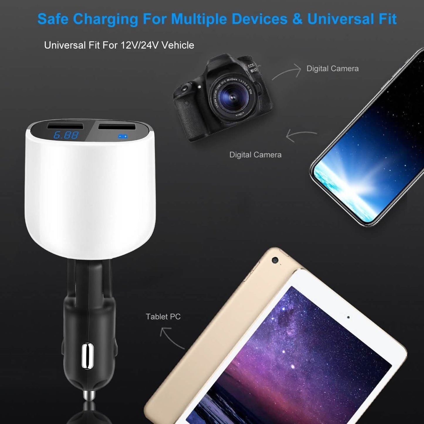 Dual USB Car Charger with Low Voltage LED Display DailySale