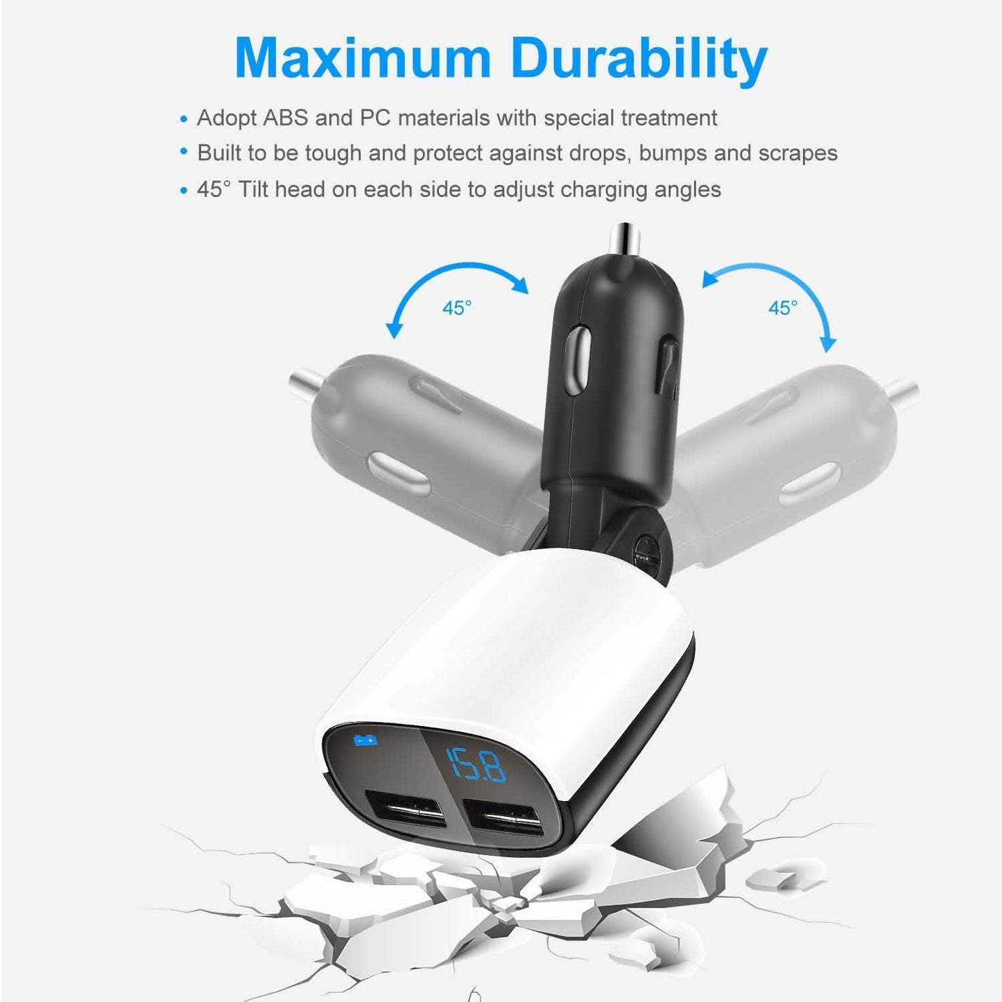 Dual USB Car Charger with Low Voltage LED Display DailySale