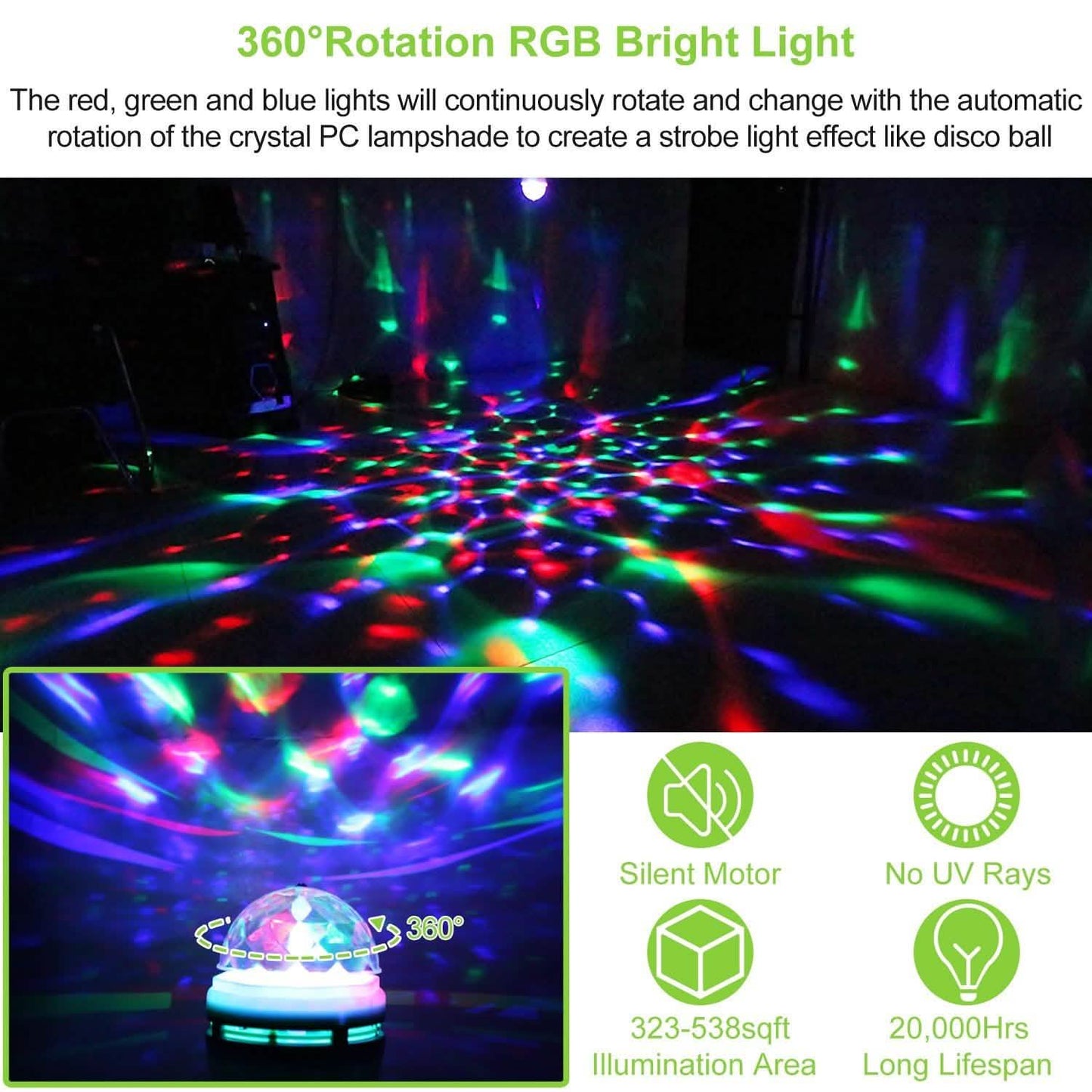 E27 3W Rotating RGB LED Light Bulb DailySale