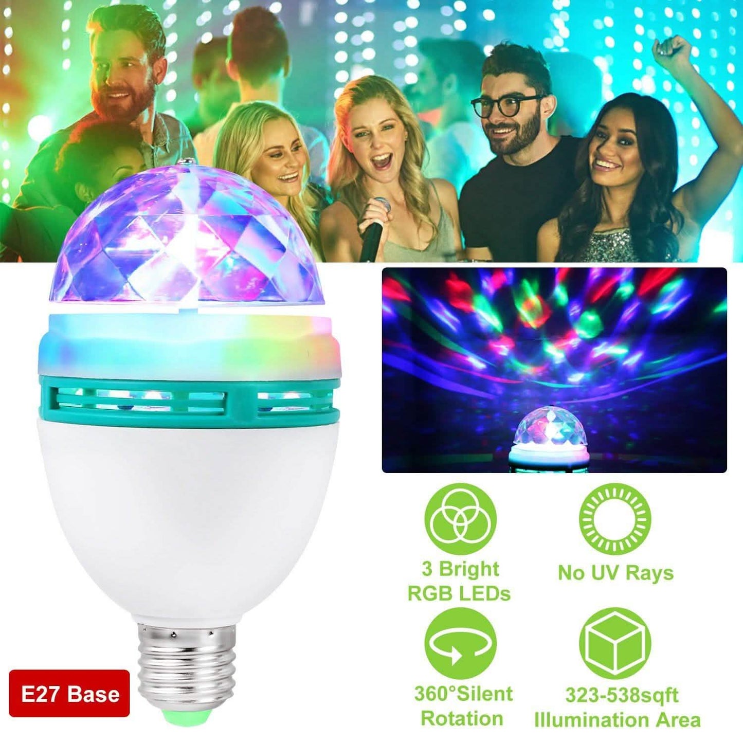 E27 3W Rotating RGB LED Light Bulb DailySale