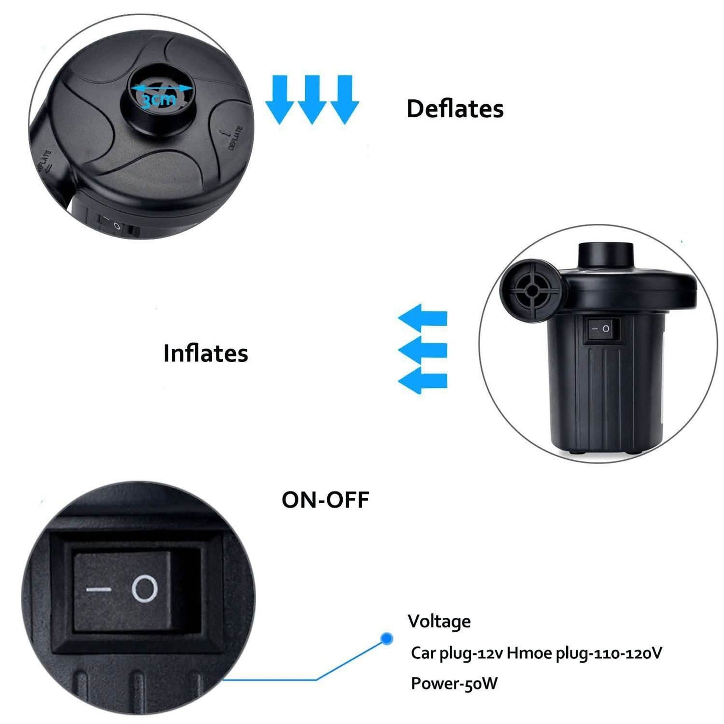 Electric Air Pump for Swimming Ring Inflatable Boat DailySale