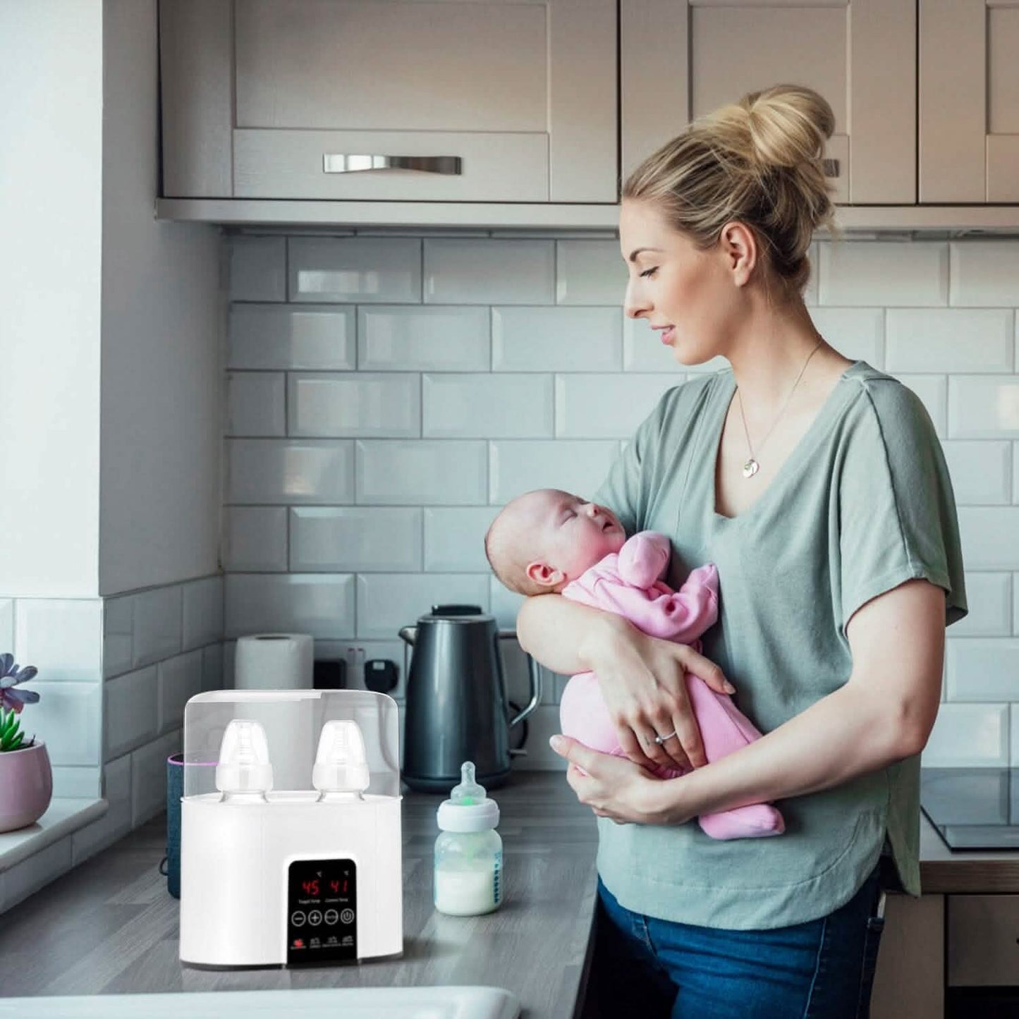 Electric Baby Milk Bottle Warmer Fit with 4 Heating Modes Adjustable Temperature Display Screen DailySale