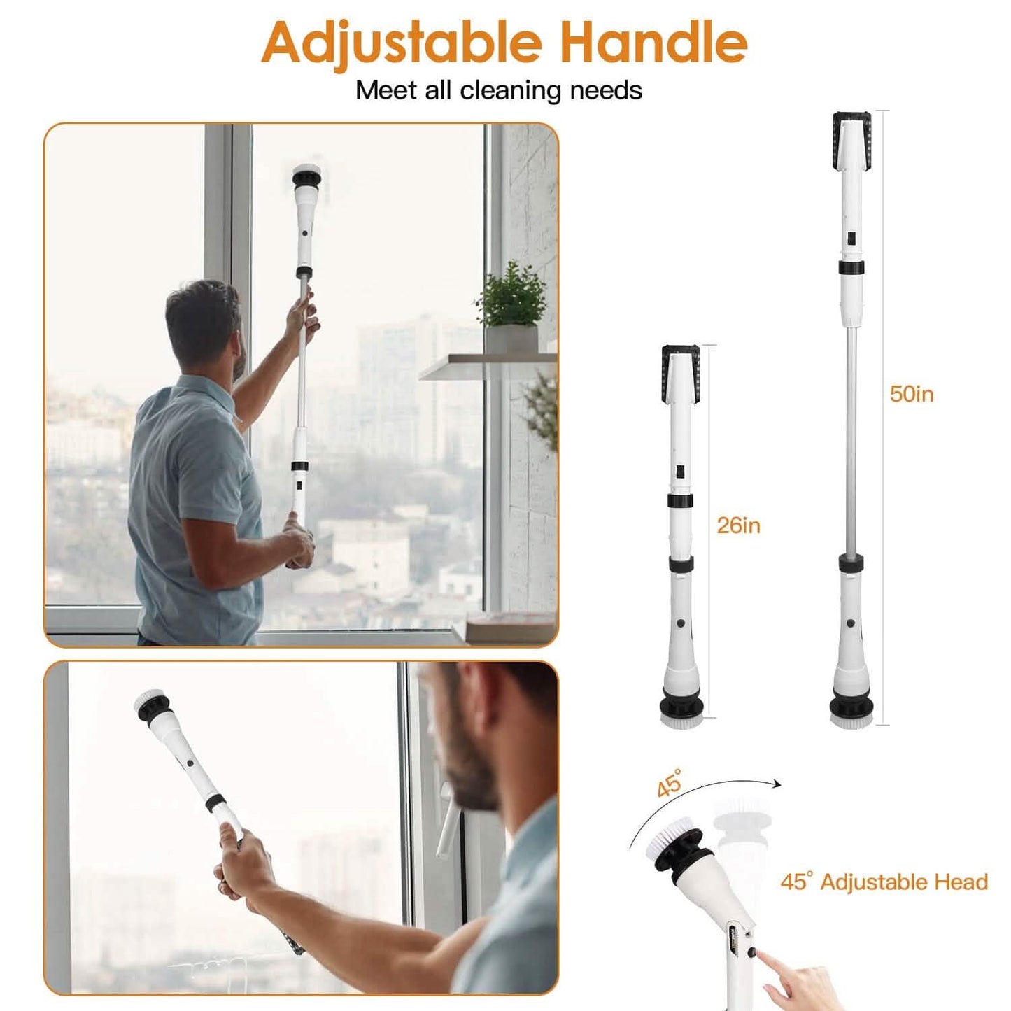 Electric Cordless Spin Scrubber Cleaning Brush with 4 Replaceable Heads DailySale