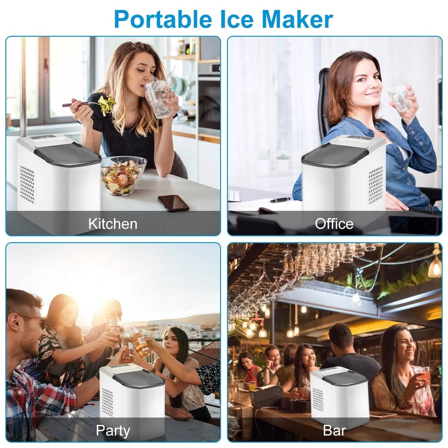 Electric Countertop Ice Make with Ice Scoop Basket Self Cleaning DailySale