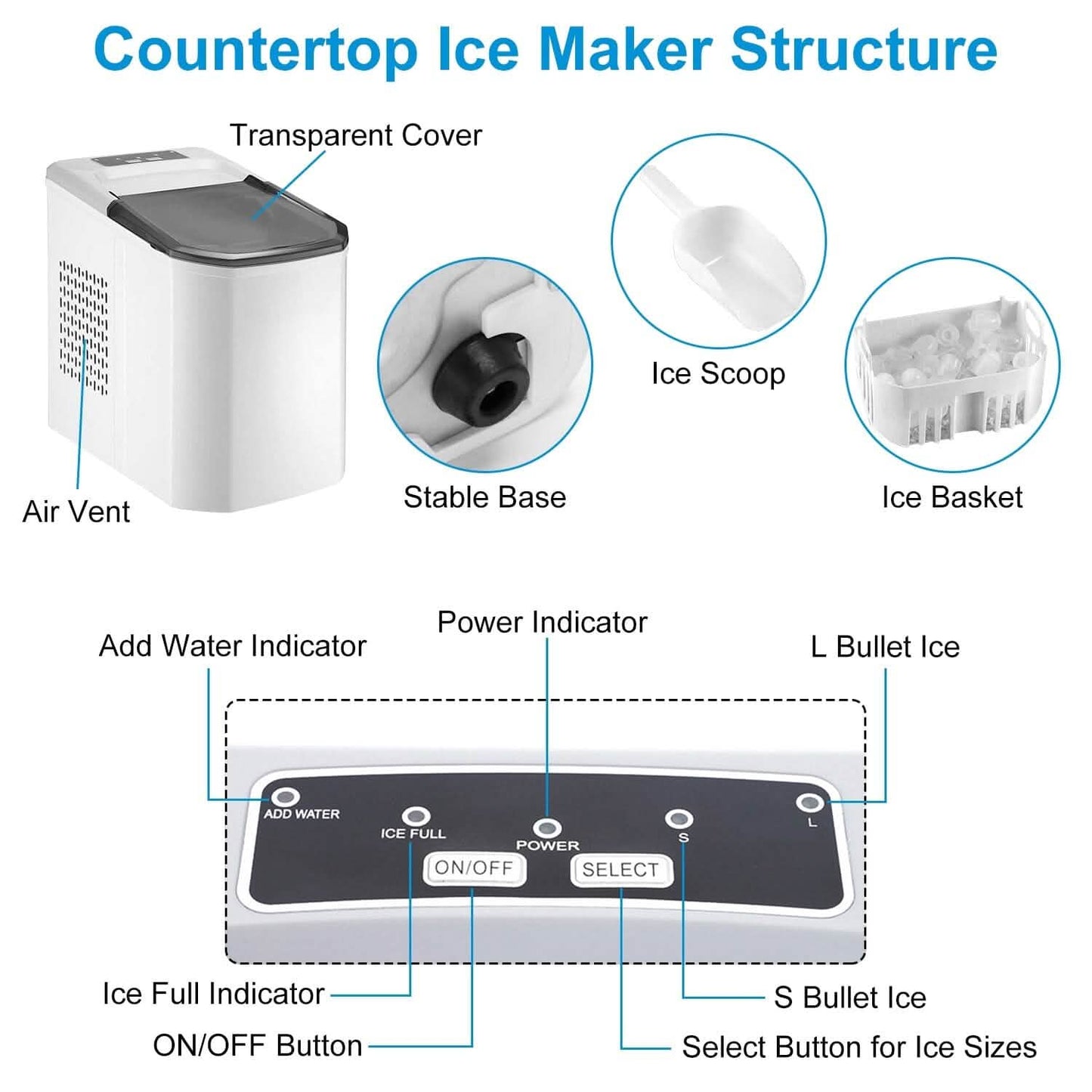 Electric Countertop Ice Make with Ice Scoop Basket Self Cleaning DailySale