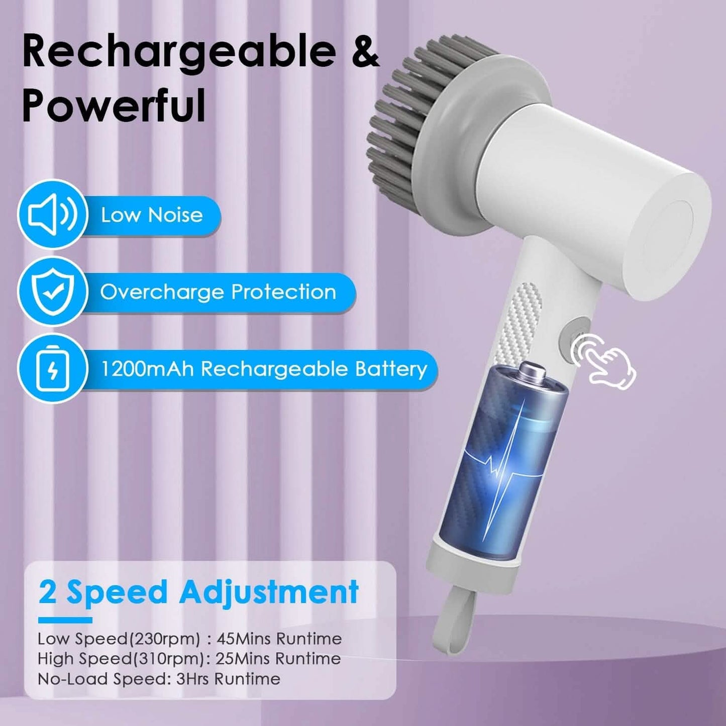 Electric Handheld Spin Scrubber Cordless Cleaning Brush with 2 Rotating Speeds DailySale