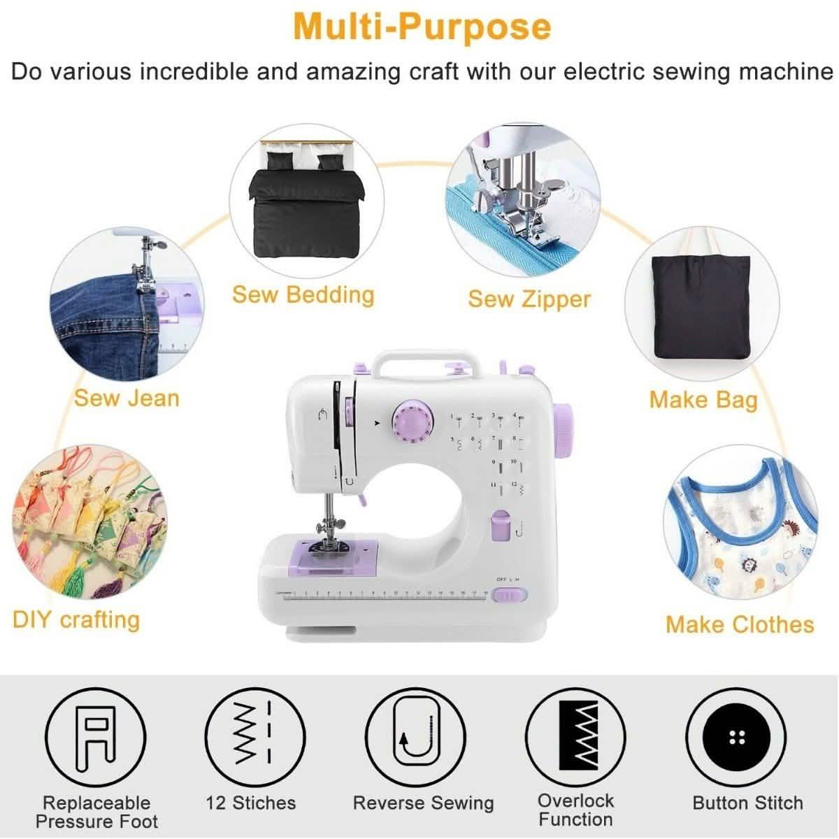 Electric Sewing Machine 12 Stitches with Foot Pedal DailySale
