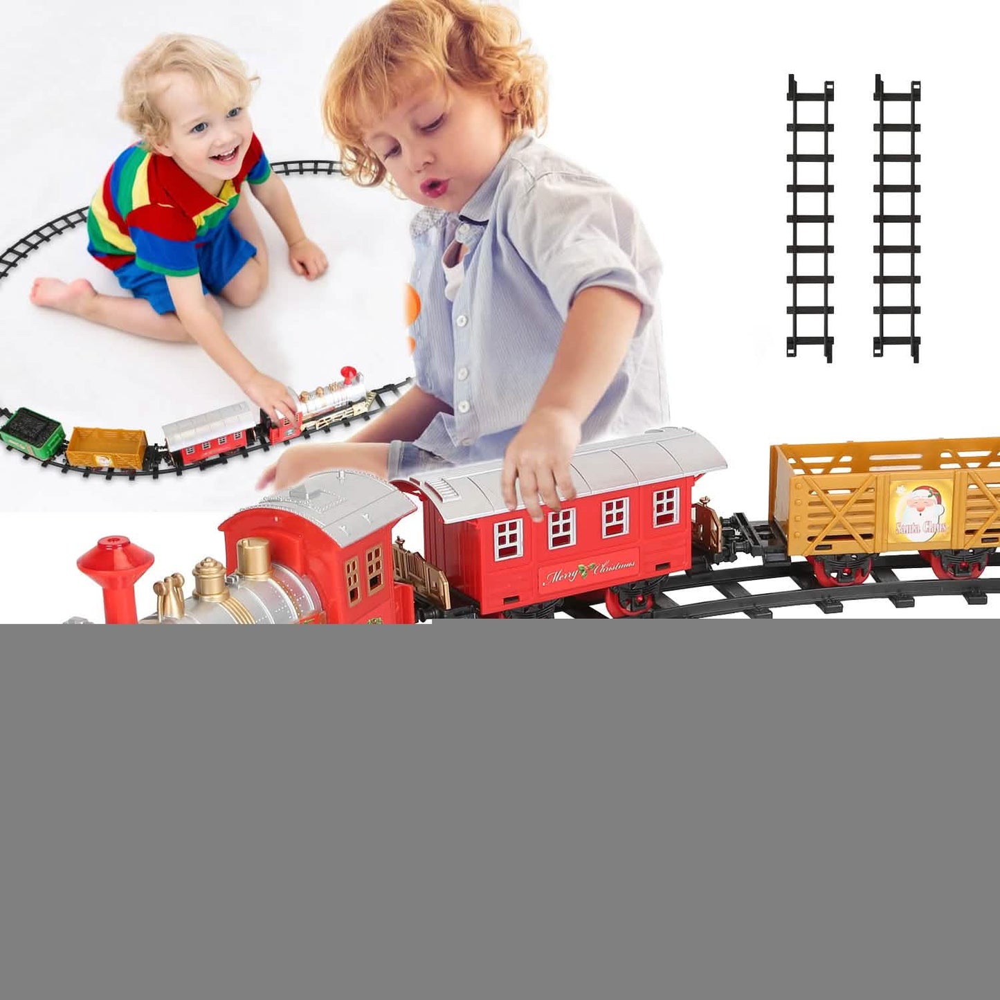 Electric Train Set Steam Locomotive Passenger Coach Coal with Sounds Light Railway DailySale