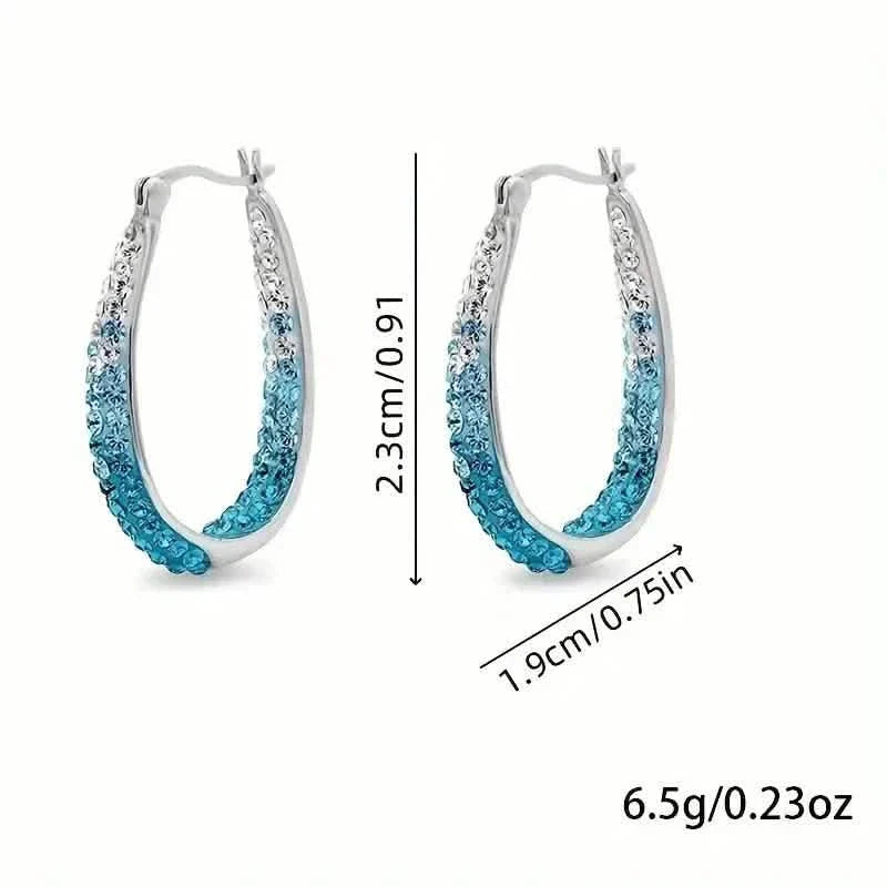 Elegant Dual Tone Gradient Glitter Hoop Earrings DailySale