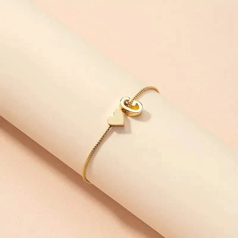 Elegant Love Heart Charm Bracelet - Delicate Minimalist Link Chain DailySale