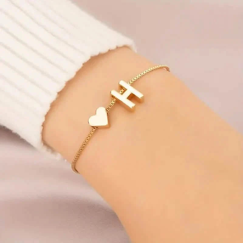 Elegant Love Heart Charm Bracelet - Delicate Minimalist Link Chain DailySale