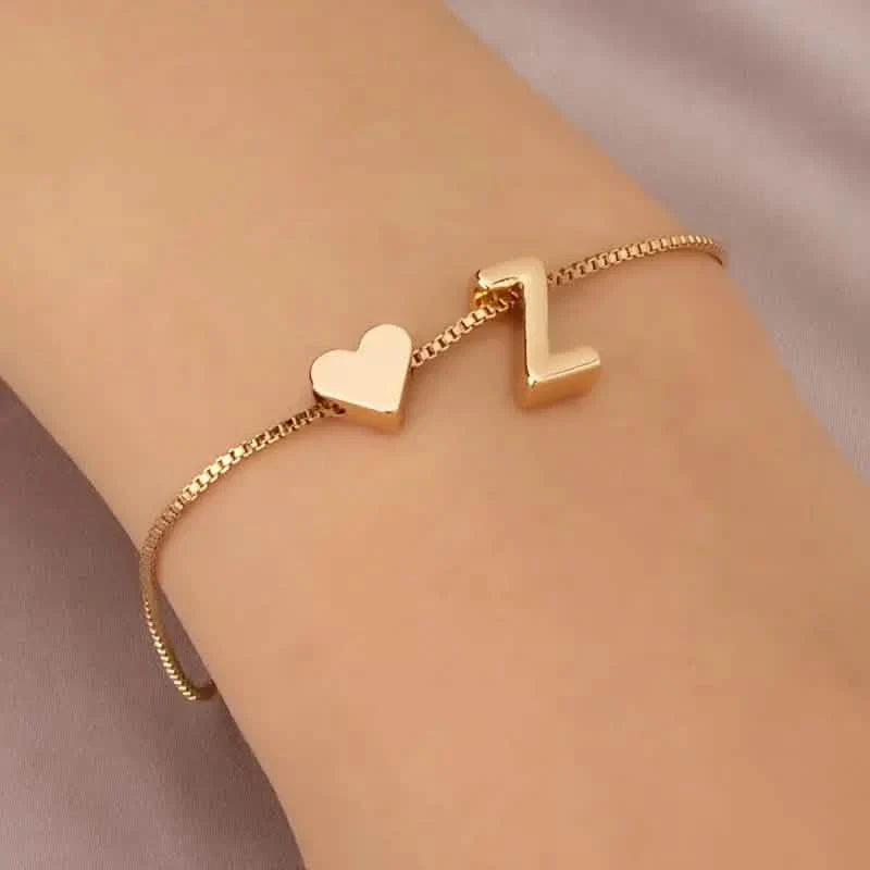 Elegant Love Heart Charm Bracelet - Delicate Minimalist Link Chain DailySale