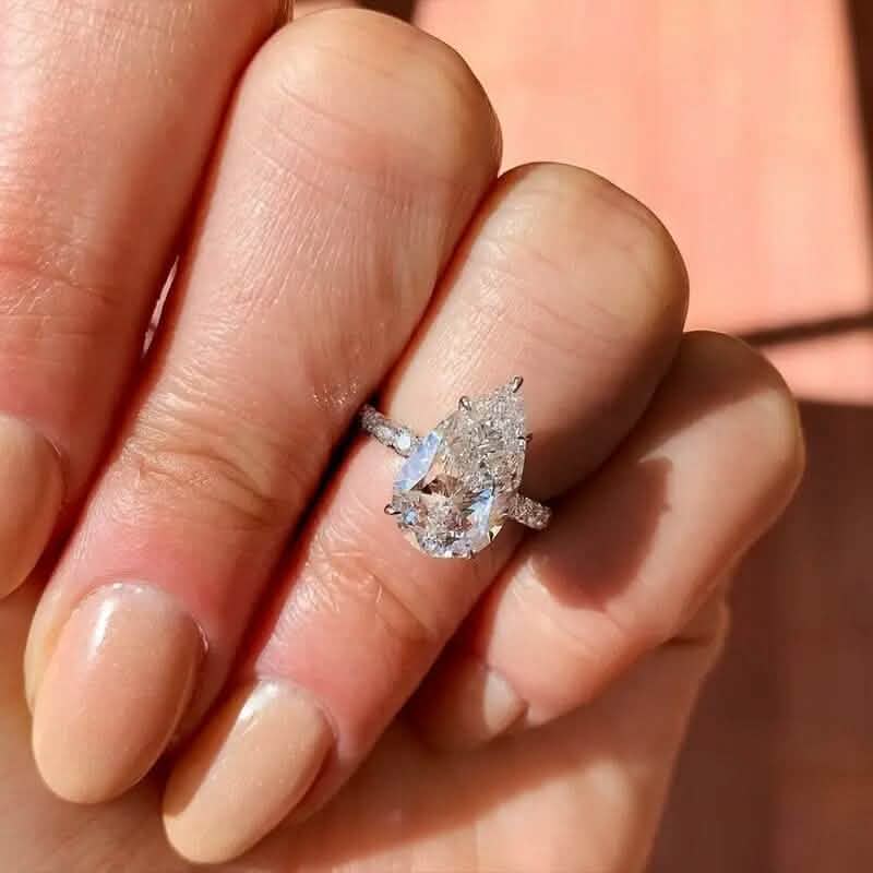 Elegant Teardrop Cubic Zirconia Engagement Ring DailySale