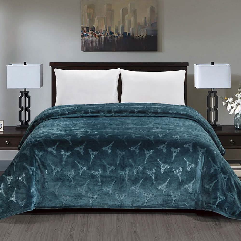 Embossed Premium Flannel Fleece Blanket - Eiffel Tower Design DailySale