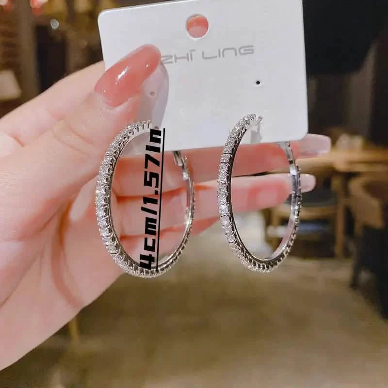 Exquisite Large Hoop Earrings - Sparkling Statement Jewelry DailySale