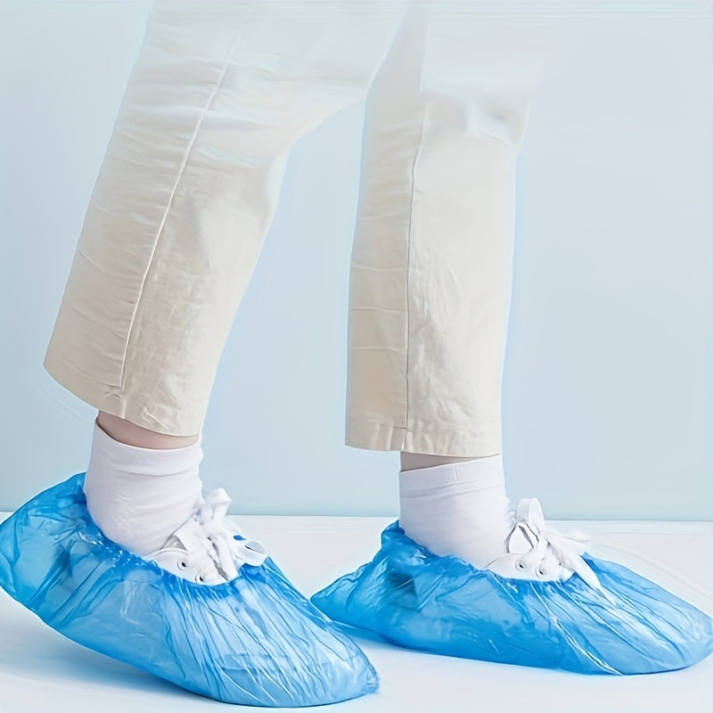 100-Pack: Disposable Plastic Shoe Covers – Waterproof & Slip-Resistant DailySale