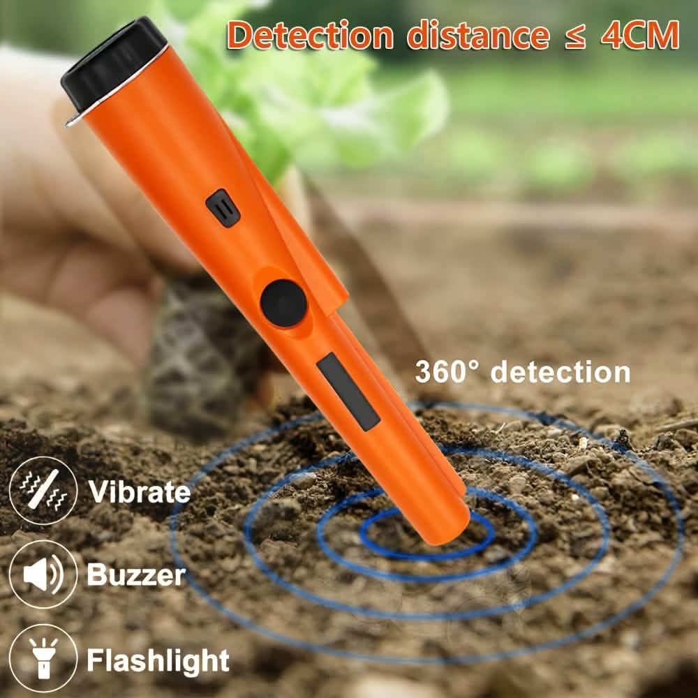 360° Pinpointer Metal Detector with LED, Vibration & Holster (Orange) DailySale