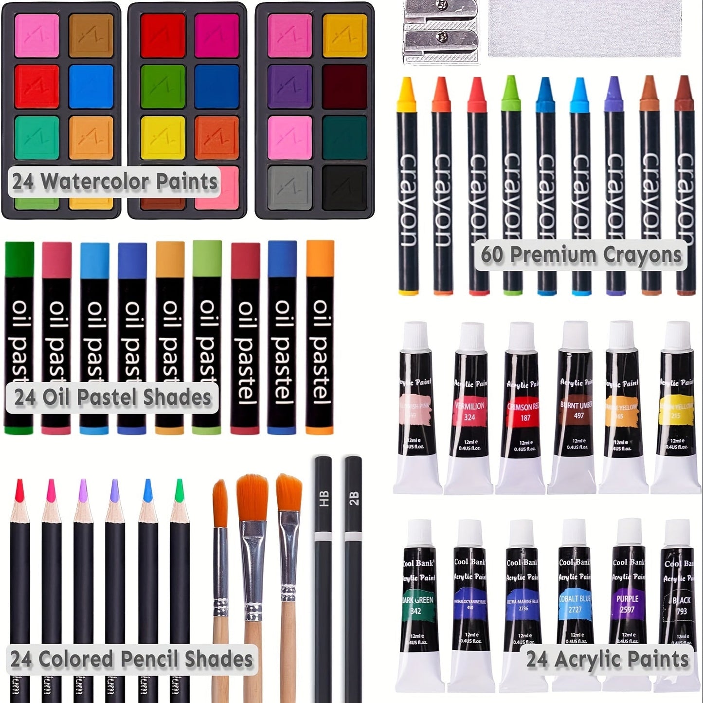 175-Piece Deluxe Art Set – Crayons, Colored Pencils & Acrylic Paints in Wooden Case DailySale