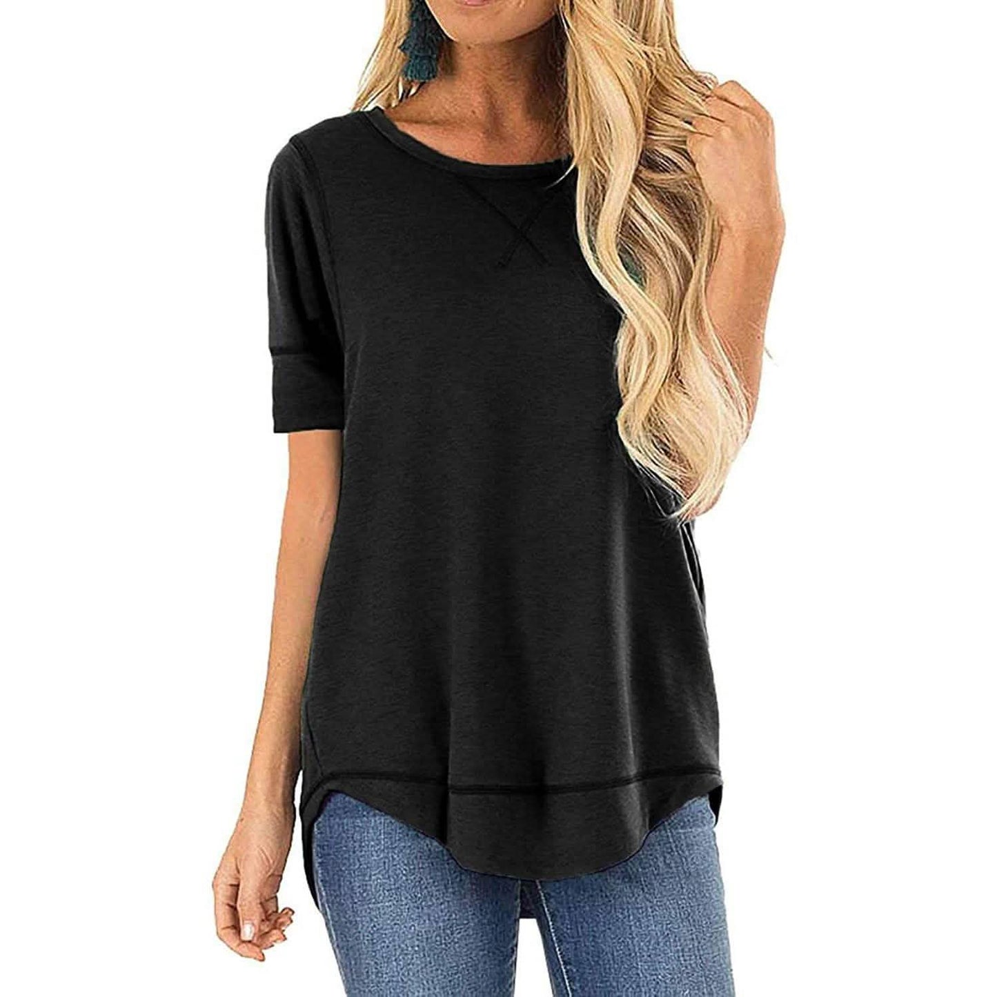 Fall Tops for Women Long Sleeve Side Split Casual Loose Tunic Top DailySale