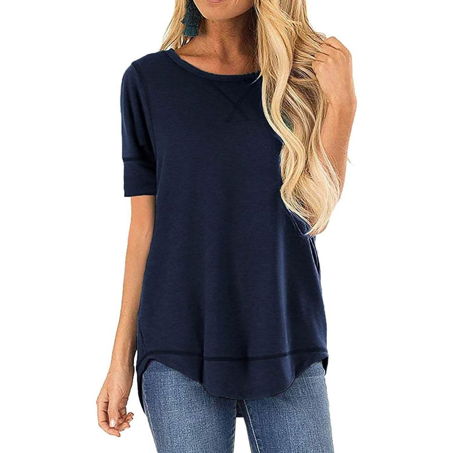Fall Tops for Women Long Sleeve Side Split Casual Loose Tunic Top DailySale